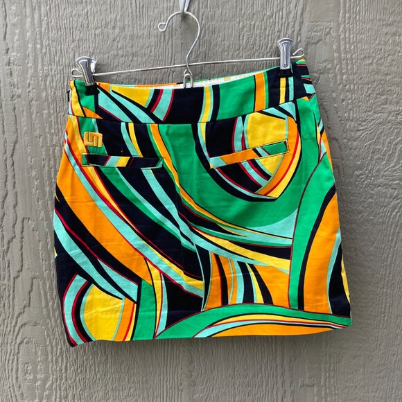 LOUDMOUTH Golf SKORT Size 0 Swirls GONE WILD Stretch Tech Psychedelic Colorful - Picture 3 of 7